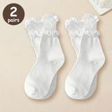 Bonnyshow 2/5 Pairs Women Princess Lace Socks Vintage Ladies Girl Ruffle Ankle Princess Ladies Cute Socks With Lace Pile Female Socks