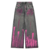 Bonnyshow Trashy Y2k Grunge Jeans Women Punk Streetwear Oversized Denim Pants Harajuku Gothic Korean Fashion Trousers Graffiti Kpop