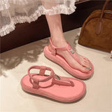 Bonnyshow  Summer Shoes Women Bohemia Beach Flip Flops Soft Flat Sandals Woman Casual Comfortable Plus Size Wedge Sandals