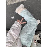 Bonnyshow Oversized Lamb Brushed Pants for Women Winter Fleece Pink Korean Fashion Baggy Cute Cotton-padded Trousers Harajuku Kawaii