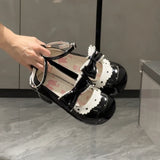 Bonnyshow  Original Lolita Style Round Head Low Heel Bow Mary Jane Shoes Elegant Casual 2025 New Spring and Autumn Women's Pumps