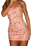 Bonnyshow  Sexy Sequins Tube Mini Dresses Women Vintage Glitter Sleeveless Slim Holiday Dress Female 2025 Summer Chic Street Party Beach
