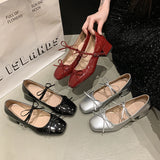 Bonnyshow  Spring Autumn Women Mary Jane Shoes Fashion Butterfly-knot Shoes Casual Low Heel Dress Street Style Shoes