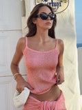 Bonnyshow  Summer Sparkly Sequin Camisole Top For Women Sexy Slightly Transparent Knit Vest Sleeveless Vacation Lady Tank Tops K31