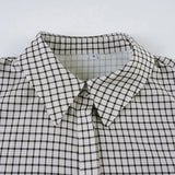 Bonnyshow  Back Tie-up Bow Checkerboard Shirt Women's Fall Spring Single-breasted Turn-down Collar Blouses Ladies Retro Plaid Tops