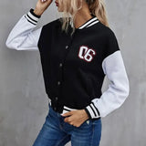 BonnyshowKorea Style Harajuku Unisex Jackets Bone Letter Patchwork High Street Spring Autumn Baseball Coats Single-breasted Bomber Jacket