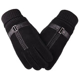 Bonnyshow Winter Men's Warm Gloves Genuine Suede Pig Leather Gloves Mittens Male Thick Bike Motorcycle Gloves Men Knitted Guantes