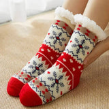 Bonnyshow Christmas Legwarmers Elk Snowflake Pattern Slipper Socks Knitted Socks Anti-slip Carpet Socks Christmas Gift Women's Accessories