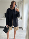 Bonnyshow V-neck Lace up Women's Jacket Casual Loose Minimalism Long Sleeve Jackets New Autumn Vintage Solid Color Women Coat Outerwears
