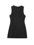 Bonnyshow  Sleeveless O Neck A-line Casual Mini Dresses Women Chic Yellow High Waist Short Robe 2025 Summer Lady Daily Evening Party Gown