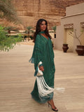 Bonnyshow  Tassel Striped Women's Long Dress Sexy Scarf Collar One Shoulder Full Sleeve Irregular Robes Summer Lady Party Evening Dresses