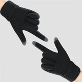 Bonnyshow Women Men Warm Winter Touch Screen Gloves Stretch Classical Knit Mittens Wool Full Finger Outdoor Cycling Driving Glove