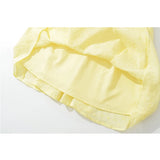 Bonnyshow  Hollow Out Embroidery Yellow Tank Dress Women V Neck Sleeveless A-line Mini Summer Dresses Holiday Party Robe