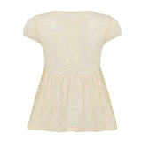 Bonnyshow  Fashion Lace Sheer Chic Summer New Women T-Shirts Fake 2 Piece Sweet Cute Bow Solid Blouses