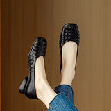 Bonnyshow  Woman Fashion Heeled Sandals Summer Dress Shallow Shoes Weave Retro Women Shoes 2025 New Designer Trend Walking Zapatos De Mujer