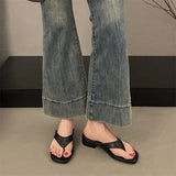 Bonnyshow  Summer Fashion Thin Low Heels Slippers Women Round Clip Toe Beach Casual Sandals Flip Flops Shoes Zapatos De Mujer
