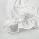 Bonnyshow  Fashion Solid Slim Lace Trim Bow Women Chic T-Shirts Ruffly Causal Simple Summer Trendy Sweet Cute Blouses