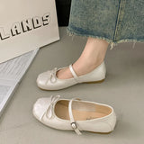Bonnyshow  Designer Spring Women Mary Jane Shoes Fashion Square Toe Ladies Comfort Soft Sole Flats Women's Comfort Ballerinas Shoes