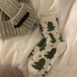 Bonnyshow Colorful Striped Socks Women Autumn Winter Mink Fleece Floor Sock Soft Thicken Plush Indoor Socks Female Fluffy Sox