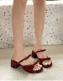 Bonnyshow  Designer Summer Thick Heel Women Slippers Fashion Butterfly-knot Ladies Outdoor Dress Slides Sandalias