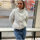 Bonnyshow  Chic Striped Printed Hooded Jacket For Wowem Fashion Flared Sleeves Zipper Pocket Waist Loose Coat Lady Autumn Casual Outerwear