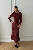 Bonnyshow Autumn New Sequined Dress Women Design Evening Gown Elegant Lady Stylish Long Sleeves Slimming Party Long Dress