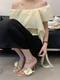 Bonnyshow  Sexy PVC Transparent Flower Narrow Band Women Sandals Street Style Open Toe Thin High Heels Party Prom Shoes