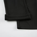 Bonnyshow  Women Casual Slit Middle Pants Black Fashion High Street Basic Capri Pants Summer Y2K Slim Fit Trousers Minimalist