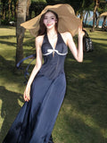 Bonnyshow  Summer Elegant Women 2 Piece Set Halter Shawl Tops+Strapless Patchwork Mesh Irregular Dress Simple Matching Outfits