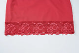 Bonnyshow  Fashion Spaghetti Strap Red Dress Streetwear 2025 Summer Women's Chic V-neck Lace Patchwork Mini Party Dresses Night Club Outfit