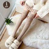 Bonnyshow New Fashion Women Knee-socks Lady Splicing Soft Stockings Autumn Winter High Tube Thermal Socks Casual Sock ﻿
