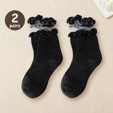 Bonnyshow 2/5 Pairs Women Princess Lace Socks Vintage Ladies Girl Ruffle Ankle Princess Ladies Cute Socks With Lace Pile Female Socks