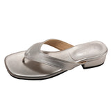 Bonnyshow  Summer Fashion Thin Low Heels Slippers Women Round Clip Toe Beach Casual Sandals Flip Flops Shoes Zapatos De Mujer