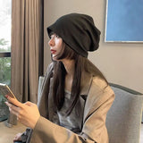 Bonnyshow Solid Color Baggy Beanie For Women Autumn Winter Keep Warm Knitted Hat Hip Hop Bonnet Punk Pullover All-in-one Cap Кепка Y2k