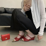 Bonnyshow  Summer Designer Wedges Slippers Women Pointed Toe Thin Low Heels Party Ladies Slide Shoes Zapatos De Mujer
