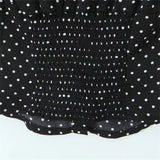 Bonnyshow  women's retro slim fit lapel with bubble sleeves and polka dot print waist cinching summer new shirt