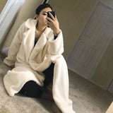 Bonnyshow  Faux Rabbit Fur Long Coats For Women Slim Fashion Winter Warm Jacket Street Elegant Temperament Cardigan Ladies  New