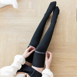 Bonnyshow Velvet Thick Knee Socks with Silicone Pad Anti Slip Thigh High Socks Winter Warm High Tube Stockings Plush Over Knee Long Socks