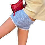 Bonnyshow  New Summer Vacation Style Lace Shorts for Girls in 2025 Straight Leg Slimming Casual Pants for Women