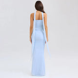 Bonnyshow autumn and winter new fashionable tube top with halter neck, high waist, slim fit and hip skirt suit