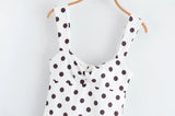Bonnyshow  Elegant Women Polka Dot Short Dress Sleeveless Sweetheart Neck Pleated Hem A-line Dresses Summer Lady Chic Party Vestidos
