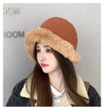 Bonnyshow Lamb Hair Thickened Warm Plush Bucket Hat Fluffy Autumn And Winter Velvet Cap Ear Protection Fisherman Hat Cute Cold Basin Hats