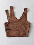 Bonnyshow Sexy Camis Solid Knit Short Hollow Out Sleeveless Tank Tops