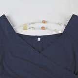 Bonnyshow  Simple Beading V-Neck Hotsweet Summer T-Shirts Short Sleeve Slim Cute Design Fashion Women Blouses