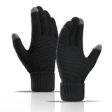 Bonnyshow Women Men Warm Winter Touch Screen Gloves Stretch Classical Knit Mittens Wool Full Finger Outdoor Cycling Driving Glove