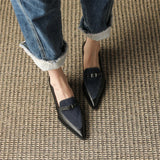 Bonnyshow  New Summer Style Fashionable Comfortable Wear-resistant Belt Buckle Thick Heel Medium Pointed Matching Women's Single Shoes