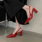 Bonnyshow  Fashion Summer Sexy Pointed Toe Chunky Heels Sandals Women Elegant Party Wedding Casual Slingback Mules Versatile Pumps Shoes