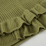 Bonnyshow  Green Pleated Hem Knit Mini Dress Sexy See Through Strap Bodycon Dresses Concert Outfits For Women Summer Vocation Robe