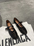 Bonnyshow  New Casual Fashionable Women's Summer Hollow Ladies Shoes Closed Toe Sandals Soft and Comfortable Ballet Flat Shoes