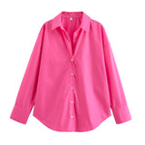 Bonnyshow  Summer New Women's Wear Versatile European and American Style Stripe Basic Poplin Shirt